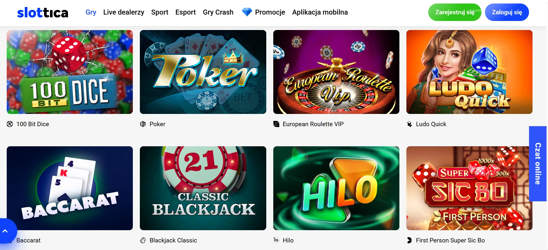 Slottica – zrzut ekranu