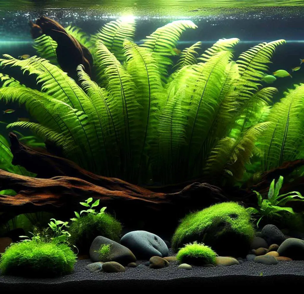zdjecie przedstawiajace zielone ruszajace się rośliny akwariowe w akwarium